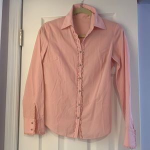 ELIE TAHARI - dusty pink blouse - XS. Missing top button and tag cut out.